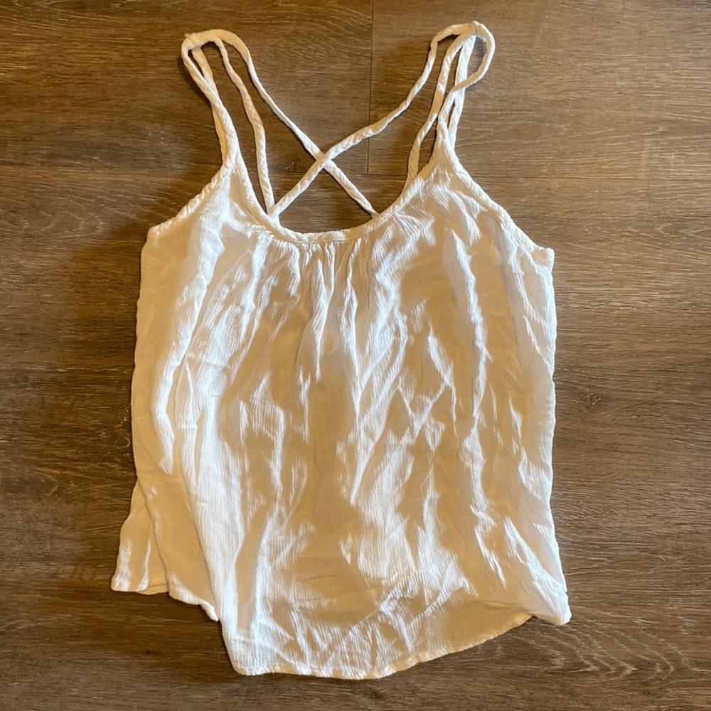 Roxy White Strappy Crossback Tank Top Size M